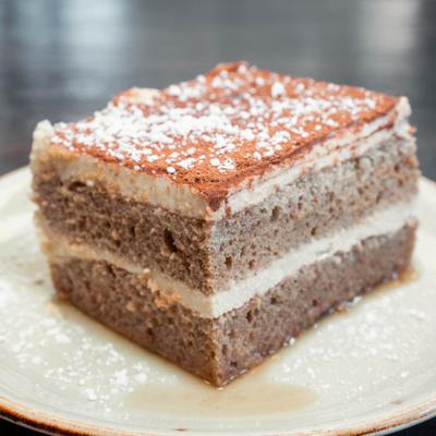 A piece of tiramisu cake.