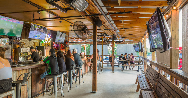 exterior, patio with tvs