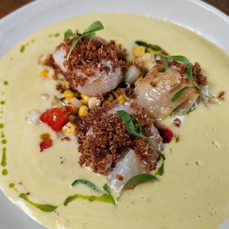 menu item 2 of 22, CORN AND SCALLOPS