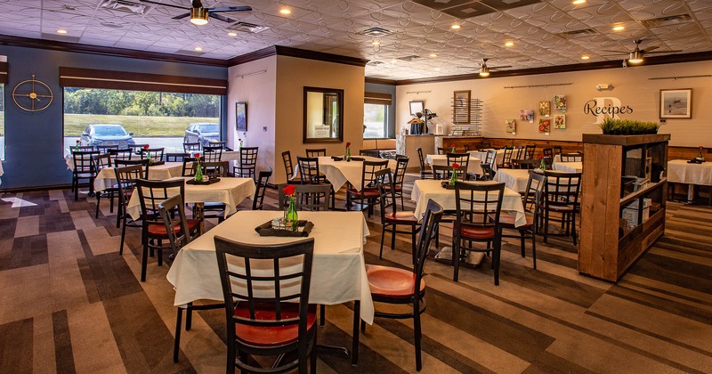 Interior space, dining area with big windows