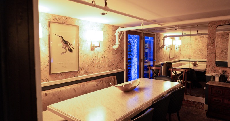 Interior, tables, chairs, lighting