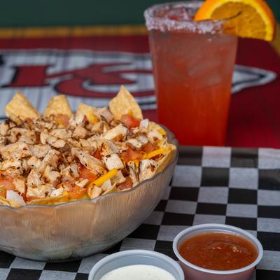 Chicken Fiesta Salad and a cocktail.