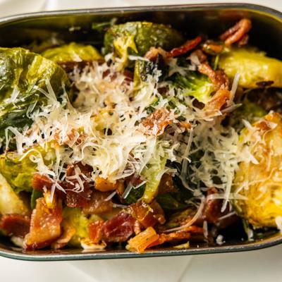 *Caramelized Brussels Sprouts with Smoked Applewood Bacon & Parmesan photo