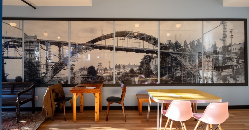 Diner area, tables and chairs