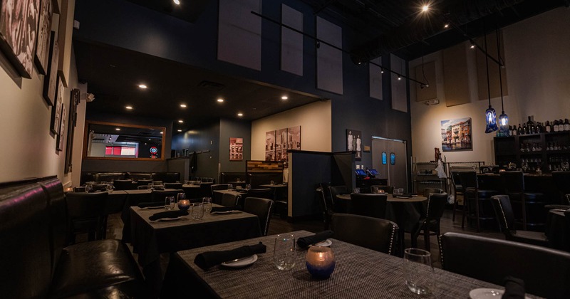 Interior, dining area, tables and chairs