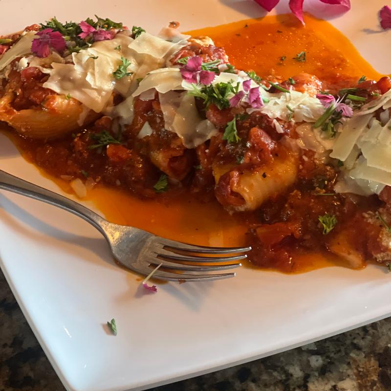 Jumbo shells filled with four cheese photo