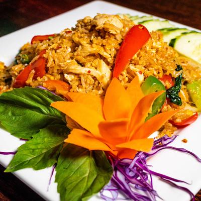 Basil Fried Rice, closeup