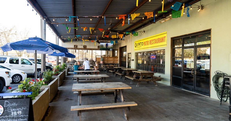 Exterior, tables and benches