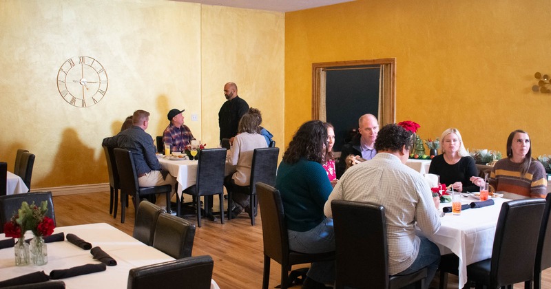 People dining at tables