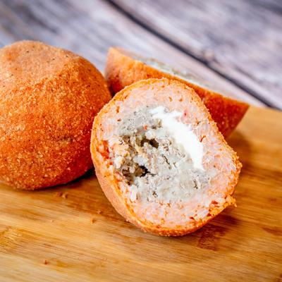 Italian rice balls with meat inside.