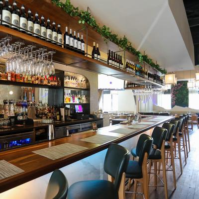 Interior, bar and seating area.