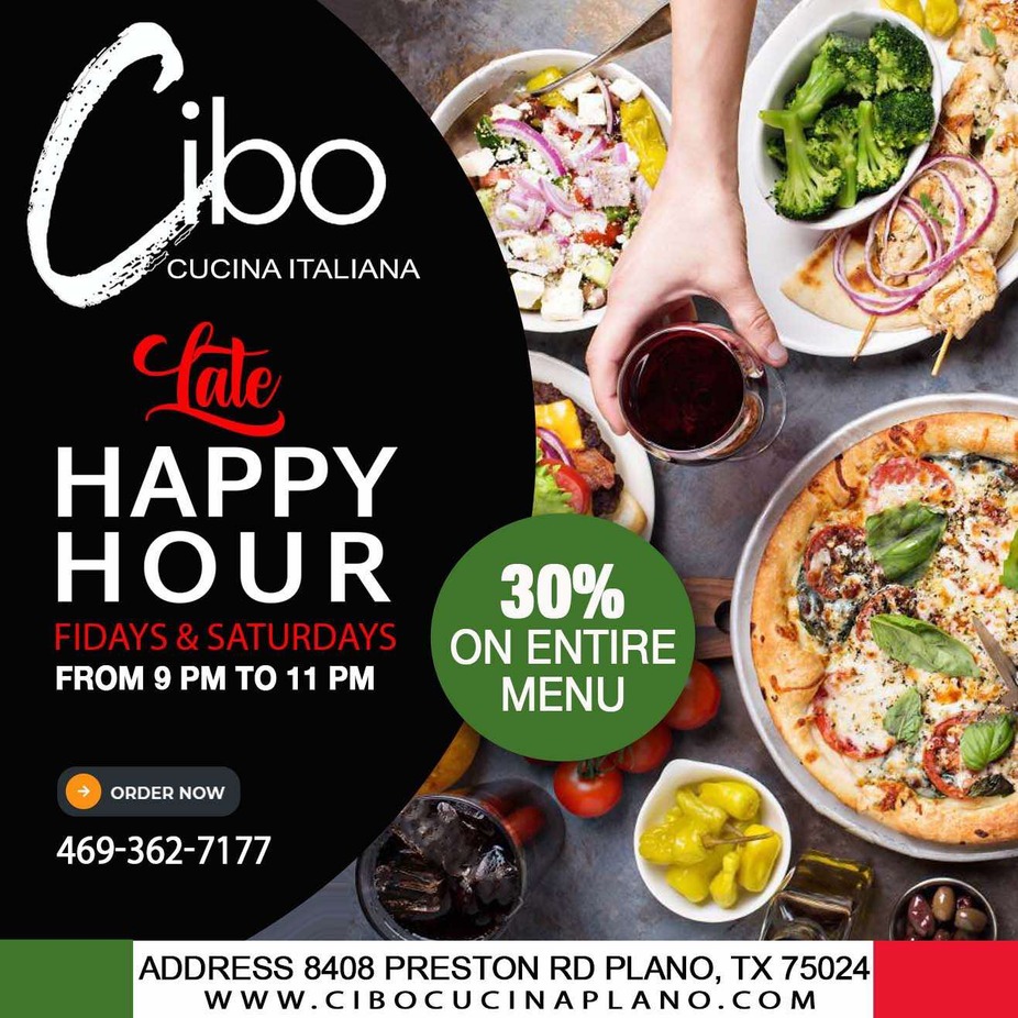 Reverse Happy Hour at Cibo Cucina Italiana Every Friday! event photo