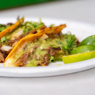 Birria tacos, closeup.