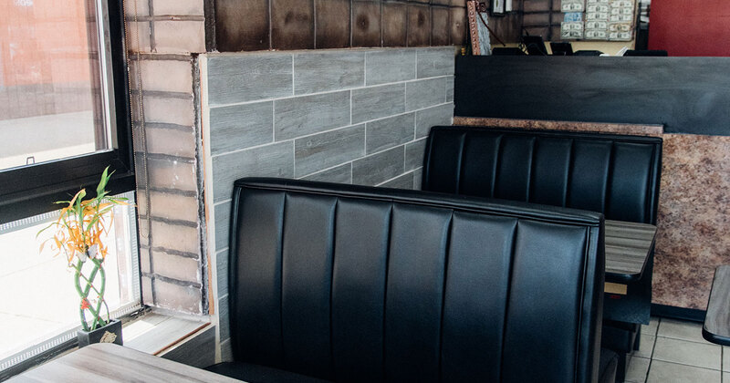 Interior, two tables for four