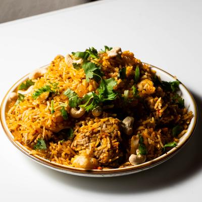 A plate of Chicken Biryani.