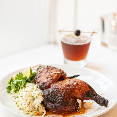 Cambodian Half Chicken and a cocktail