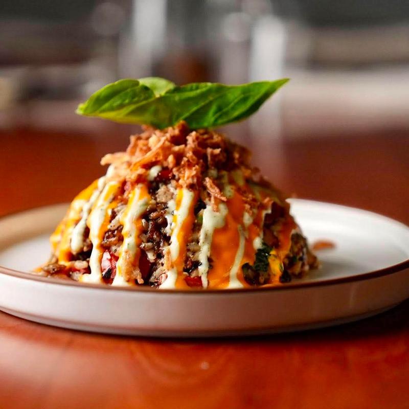 Basil Fried Rice | Fire Roasted Peppers | Egg | Sriracha Aioli photo