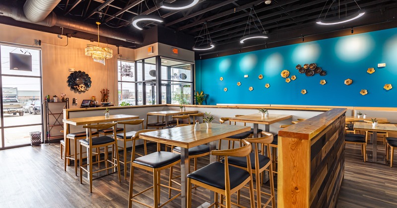 Interior, partitioned bar seating area