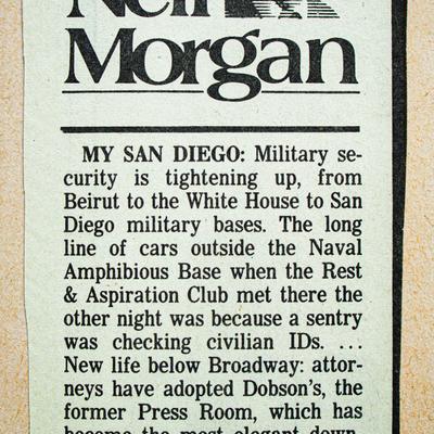 A newspaper article discussing tightened military security measures in San Diego
