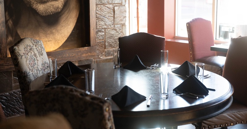 Interior, table for six ready for guests