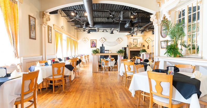 Restaurant interior, dining tables
