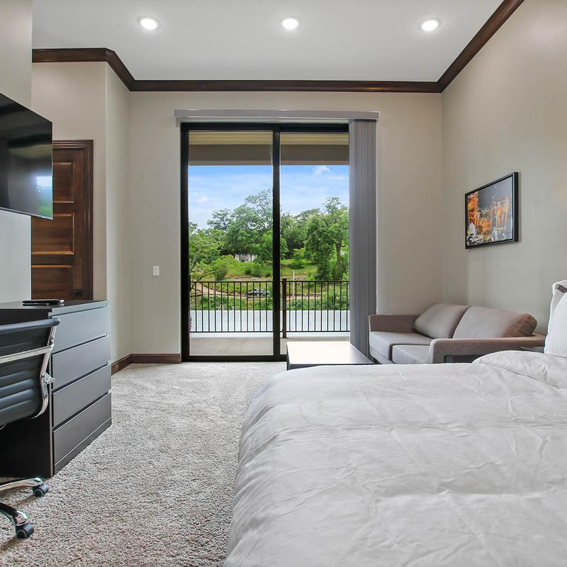 A large bed in a room.