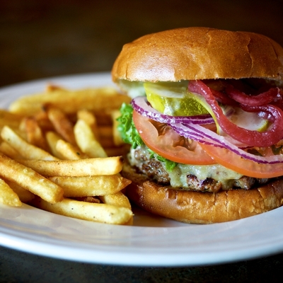 Tillamook White Cheddar Burger with french fries
