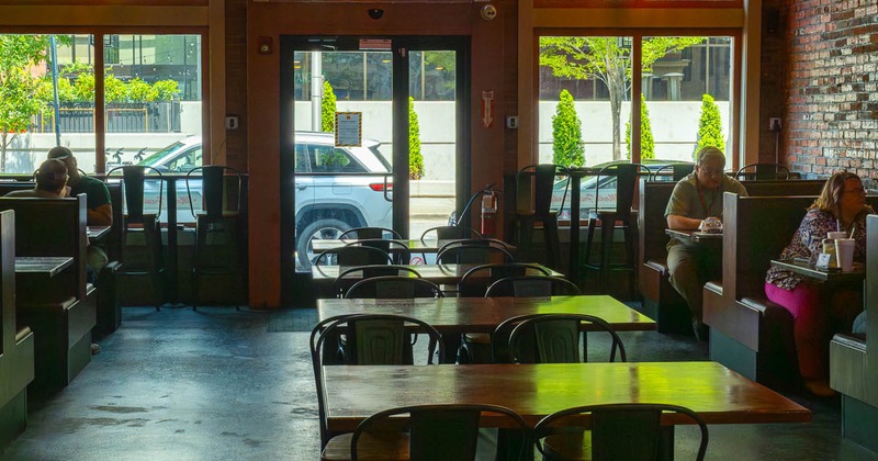 Interior, wide view, dining area