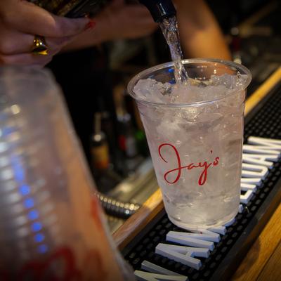 Drinks being prepared on the counter.