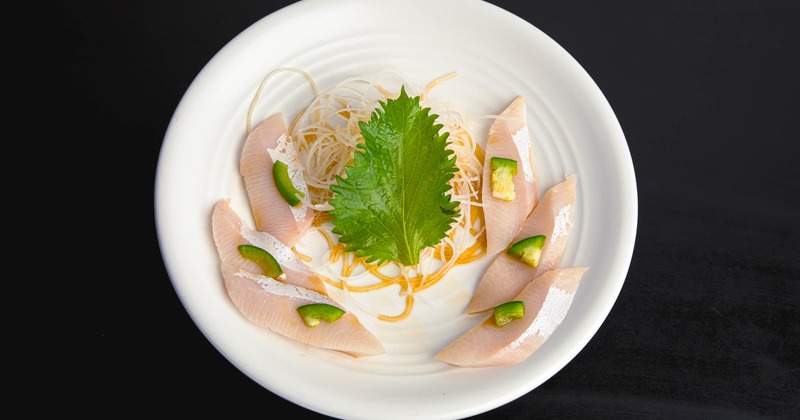 Yellowtail Sashimi with jalapeños and shreded vegetables