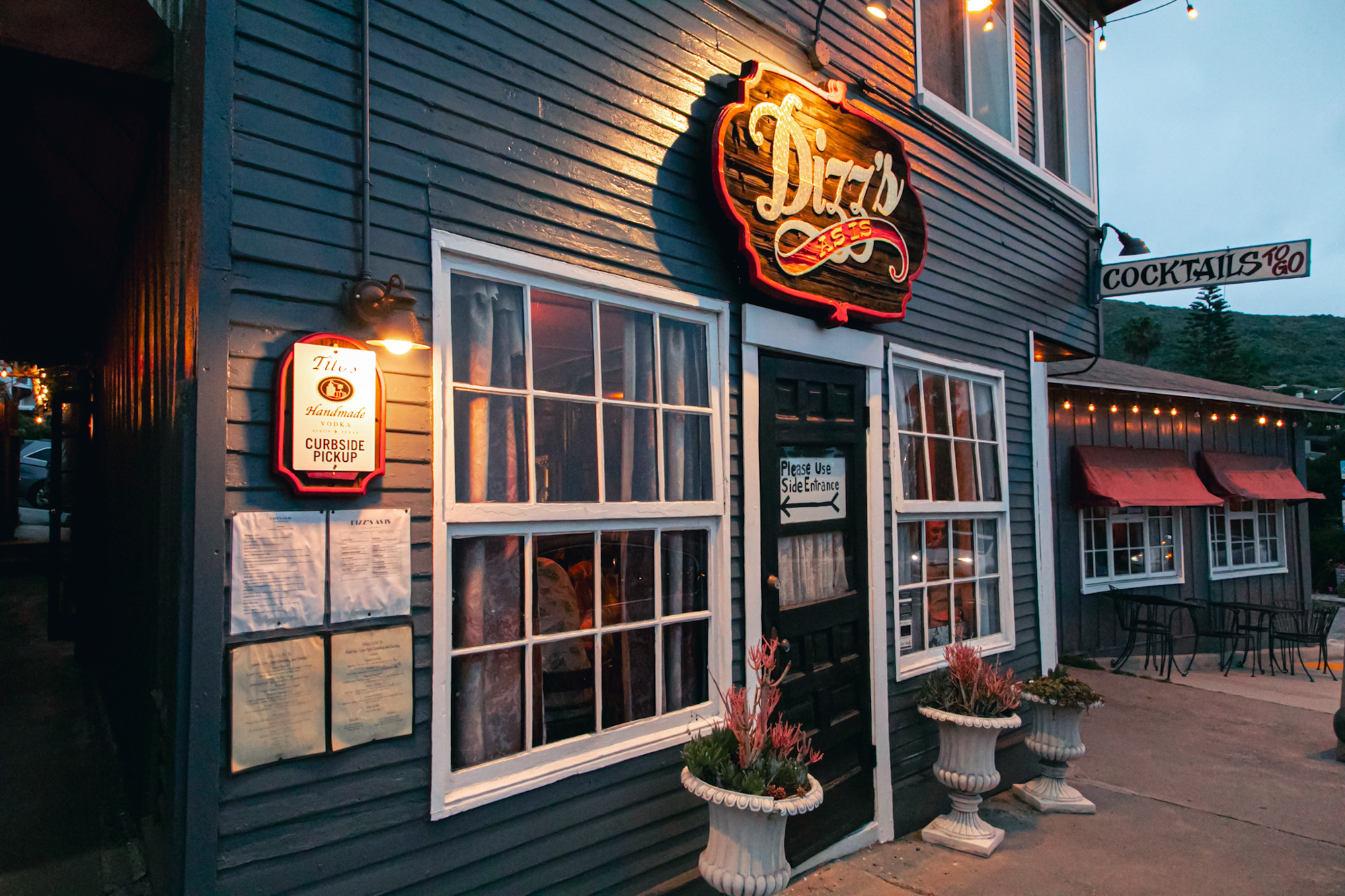 Front view to restaurant, entrance