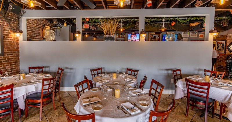 Interior, dining area, tables and chairs