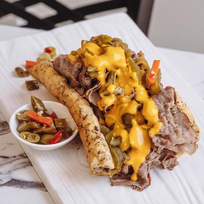 Italian Beef with peppers on the side.