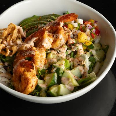 Citrus Mango Shrimp Bowl.