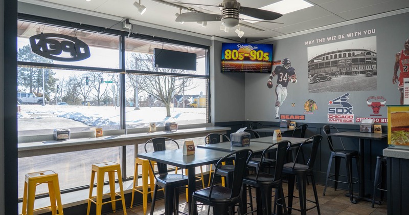 Interior, dining tables and chairs