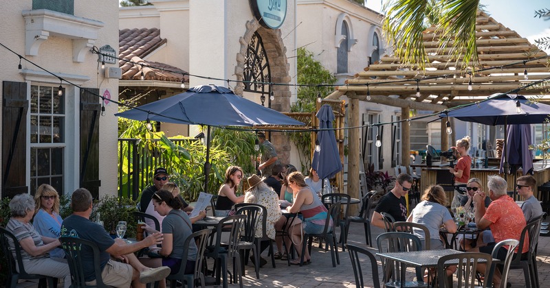 Patio full of guests