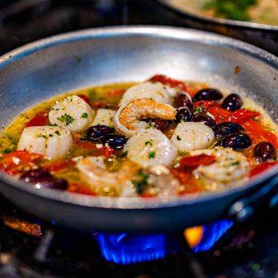 Shrimp and Scallops preparation.