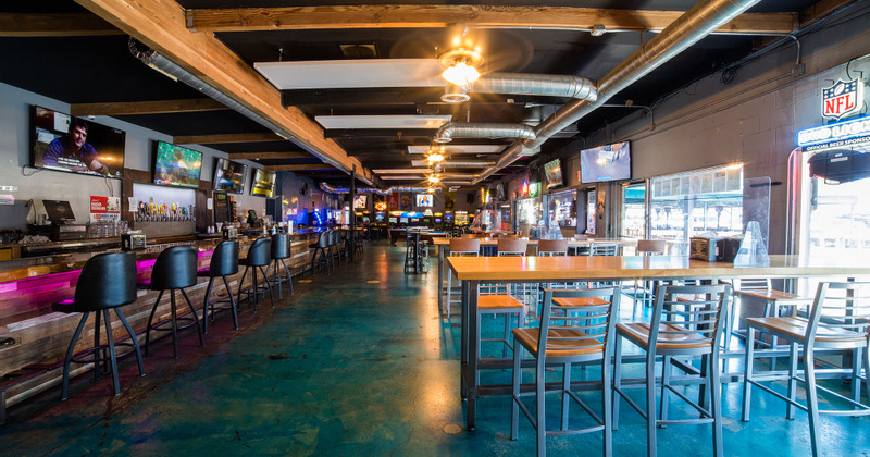 Interior, seating area, tables and chairs