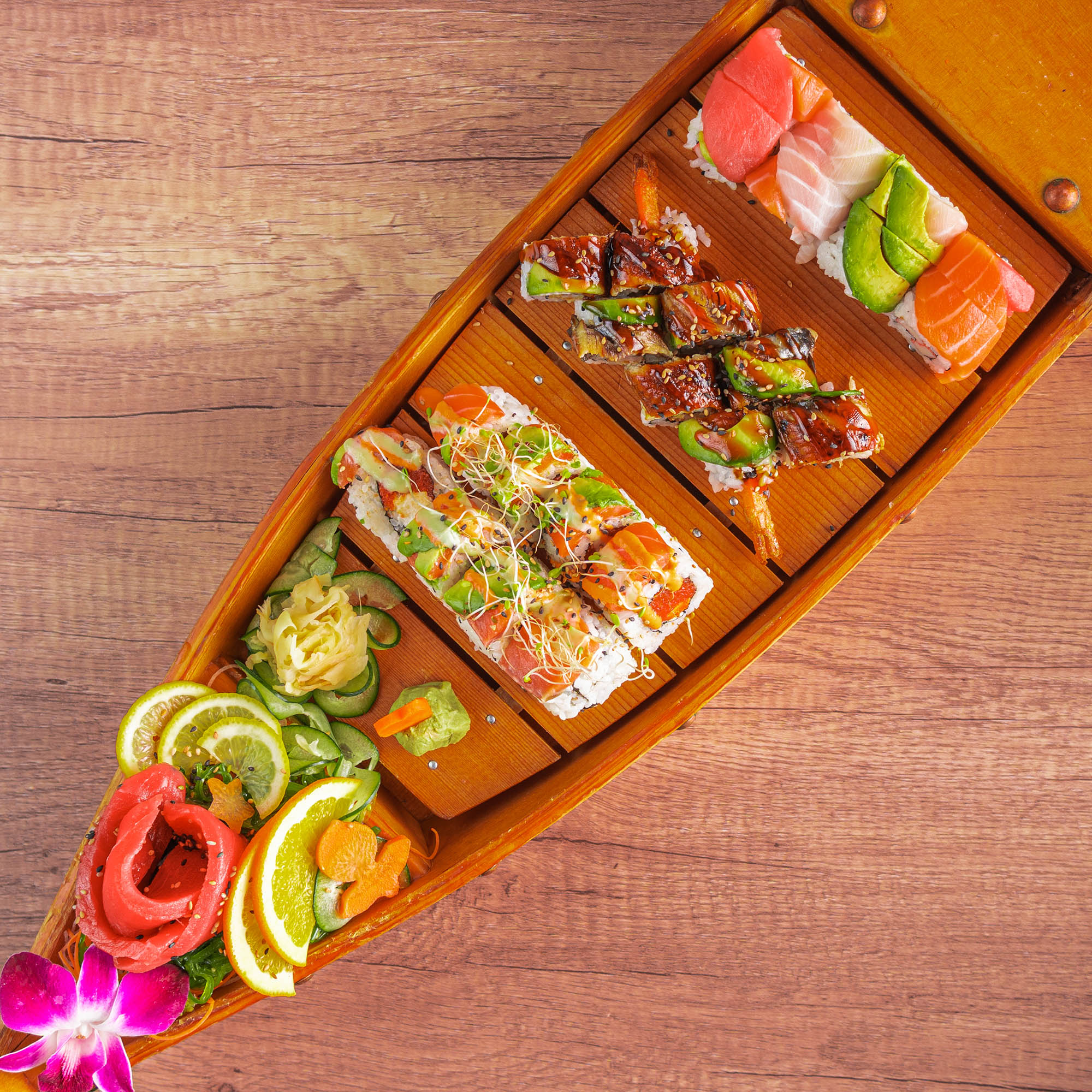 Sushi boat, top view