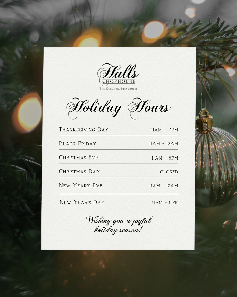 Our Holiday Hours for 2025 event photo