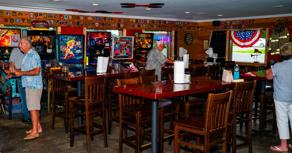 Interior, high tables and chairs