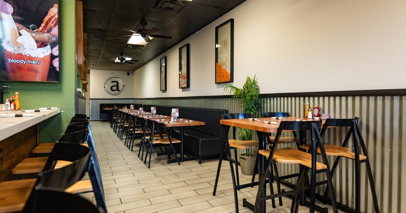 Interior, dining area ready for guests