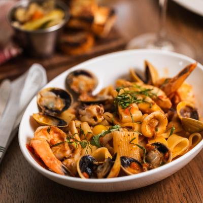Seafood pasta.
