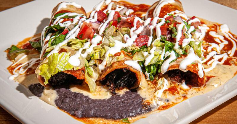 Carnitas Flautas, served with jalapeno ranch dressing