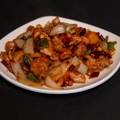 Chicken with sauteed veggies.