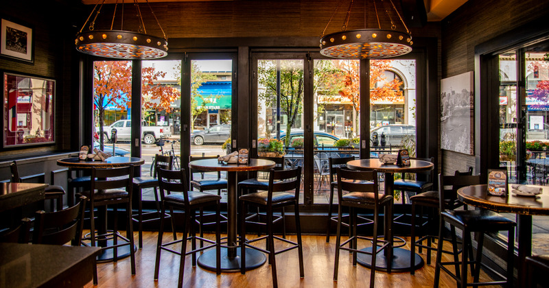 Interior, seating area by the window, cozy atmosphere