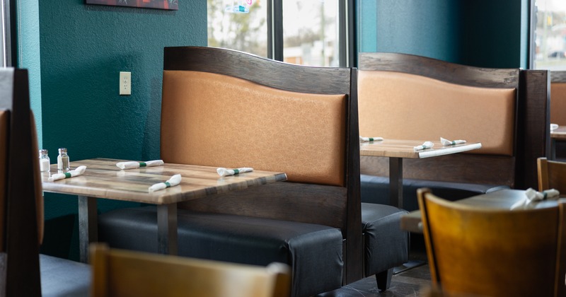 Interior, dining booths