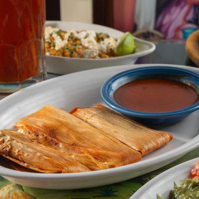 Tamales with dip.