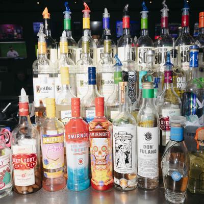 Bottles of strong drinks.