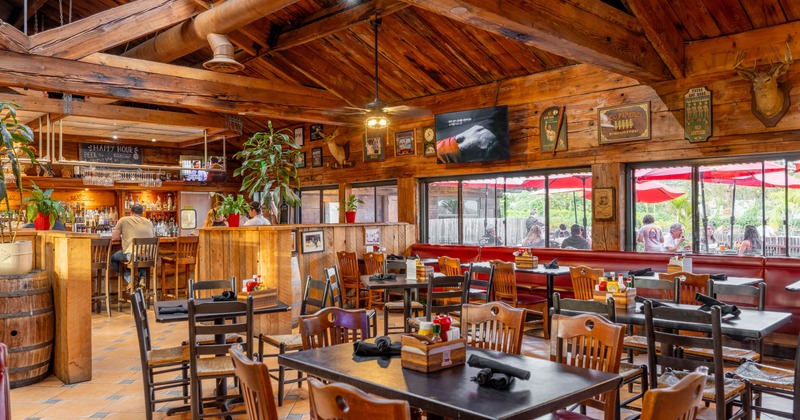Interior, tables ready for guests